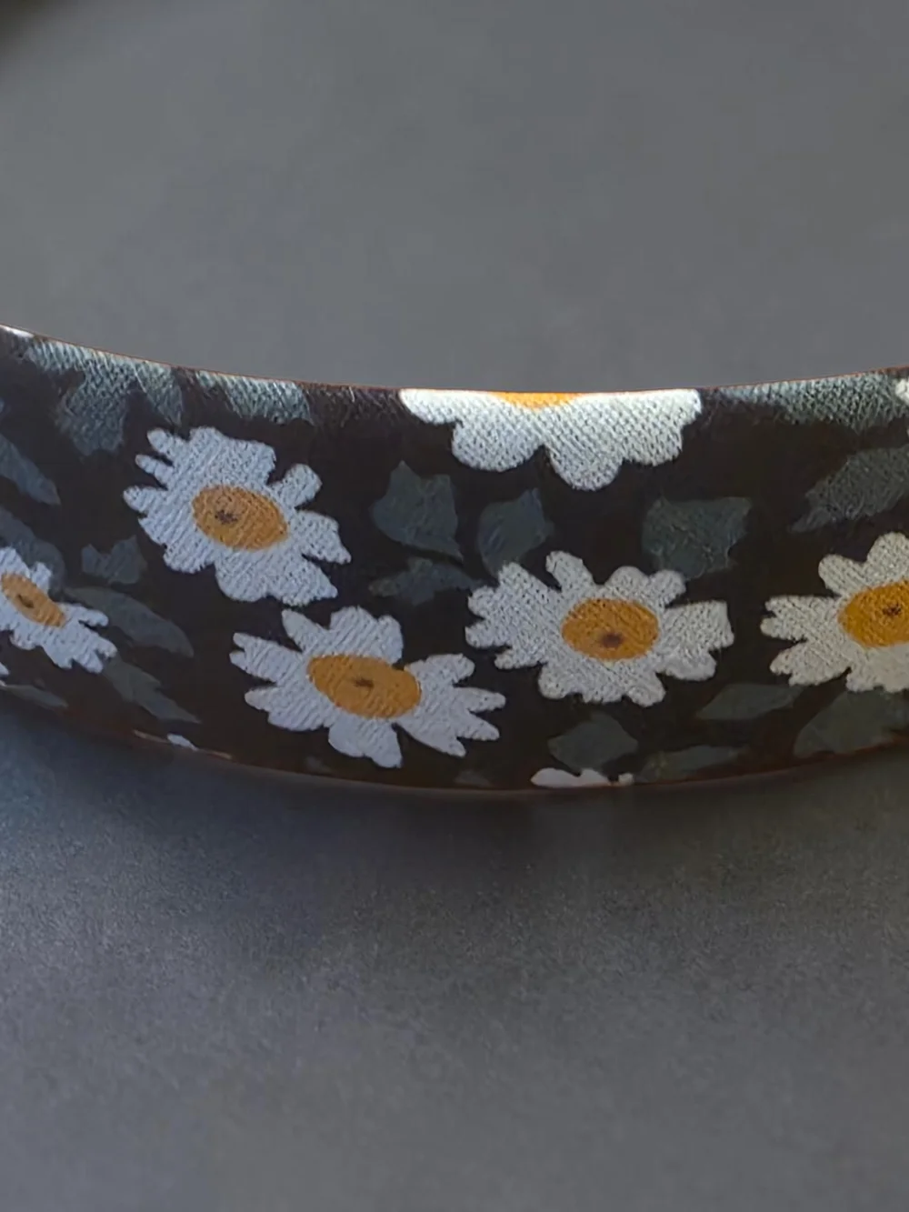 Black Floral Daisy Print Fabric Headband